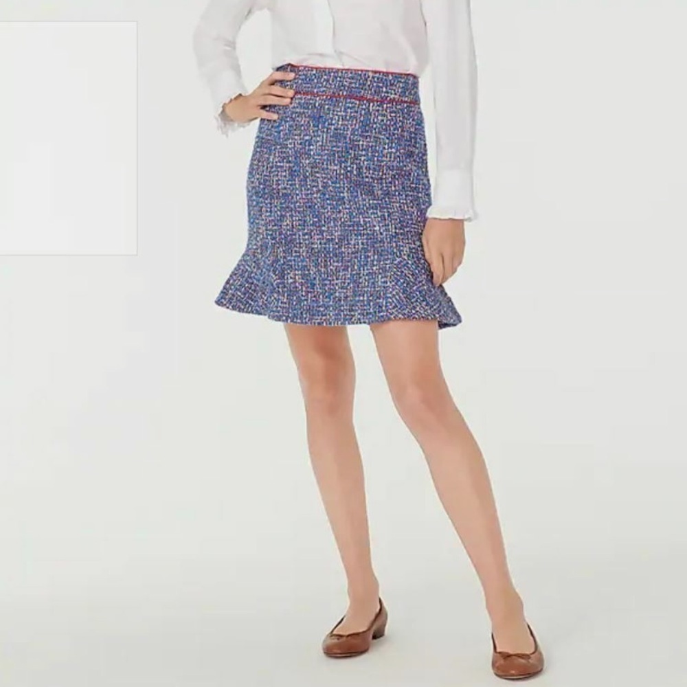 J Crew Womens Fluted Skirt in Blue Autumn Tweed Sz 6 Preppy Classic Chic Office - Picture 2 of 11